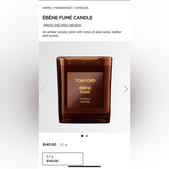 NEW Tom Ford Ébène Fumé Candle With Gift Box - Picture 3 of 5